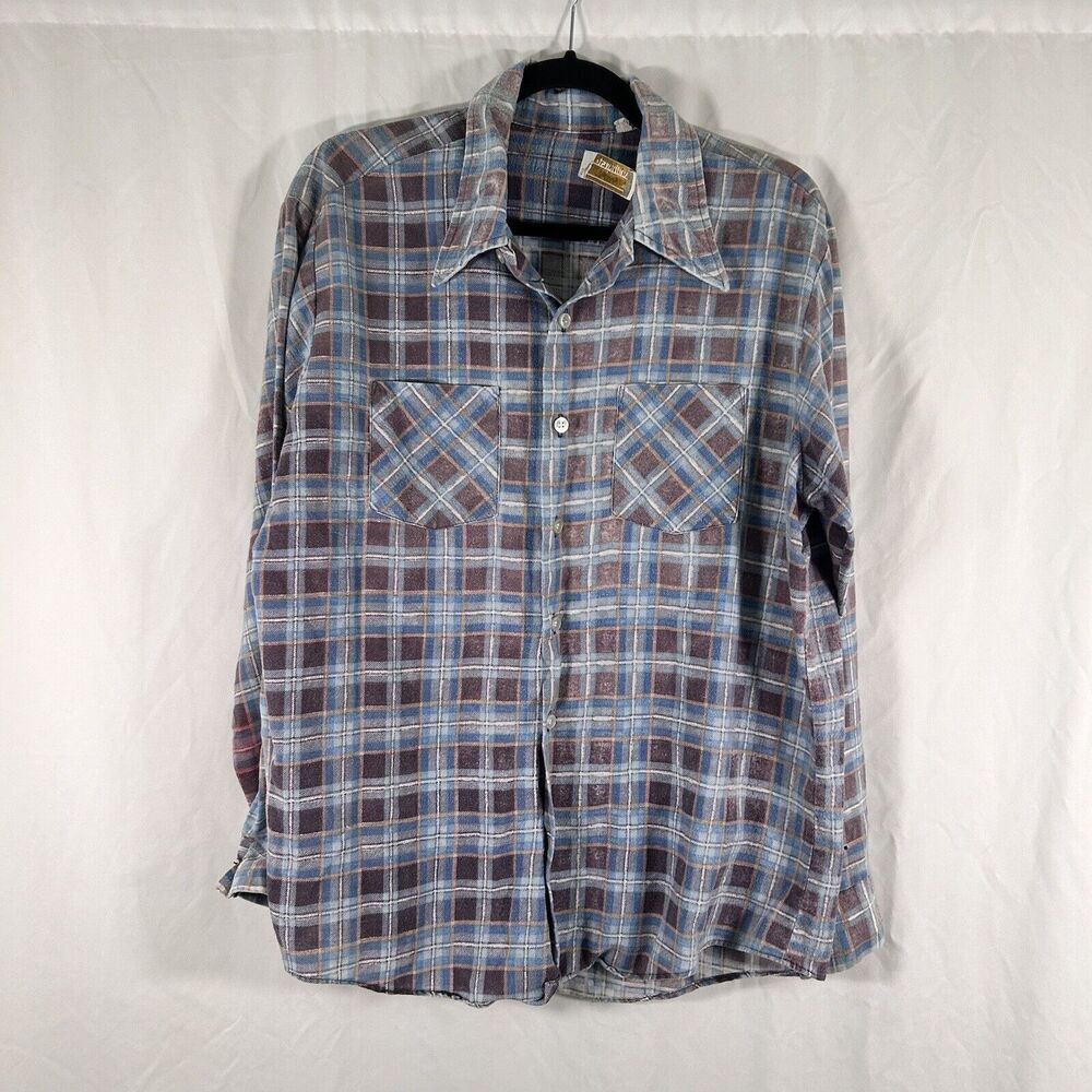 Andhurst Flannel Shirt Men's Large Plaid Button Up Long Sleeve Collared
